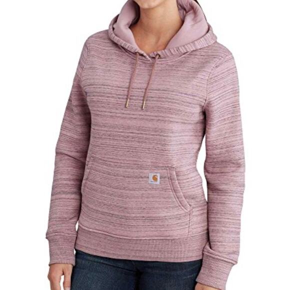 Carhartt Tops - Carhartt Heather Pink Pullover Hoodie Sweatshirt Size Small 4-6 Kangaroo Pocket